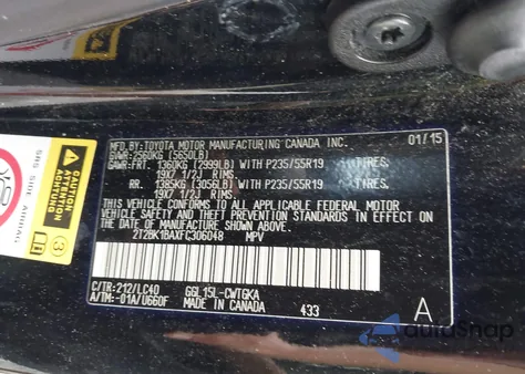 2015 Lexus Rx 350 из США, поврежденный, VIN 2T2BK1BAXFC306048